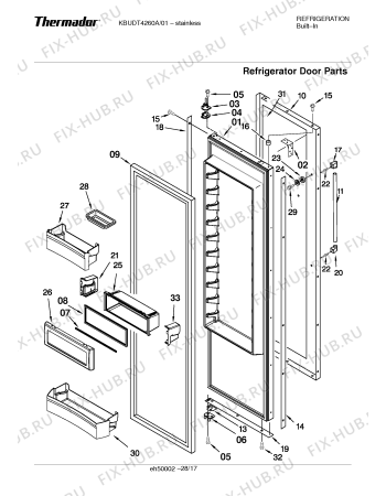 Схема №25 KBUDT4250A 42" SXS REFRIG (SS) DESIGNER HDL с изображением Внешняя дверь для посудомойки Bosch 00241267